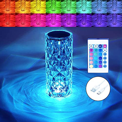 Lampe d'ambiance tactile portable sans fil à effet cristal LED multicolore