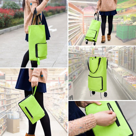 Sac pliable à roulettes pour faire vos courses réutilisables.